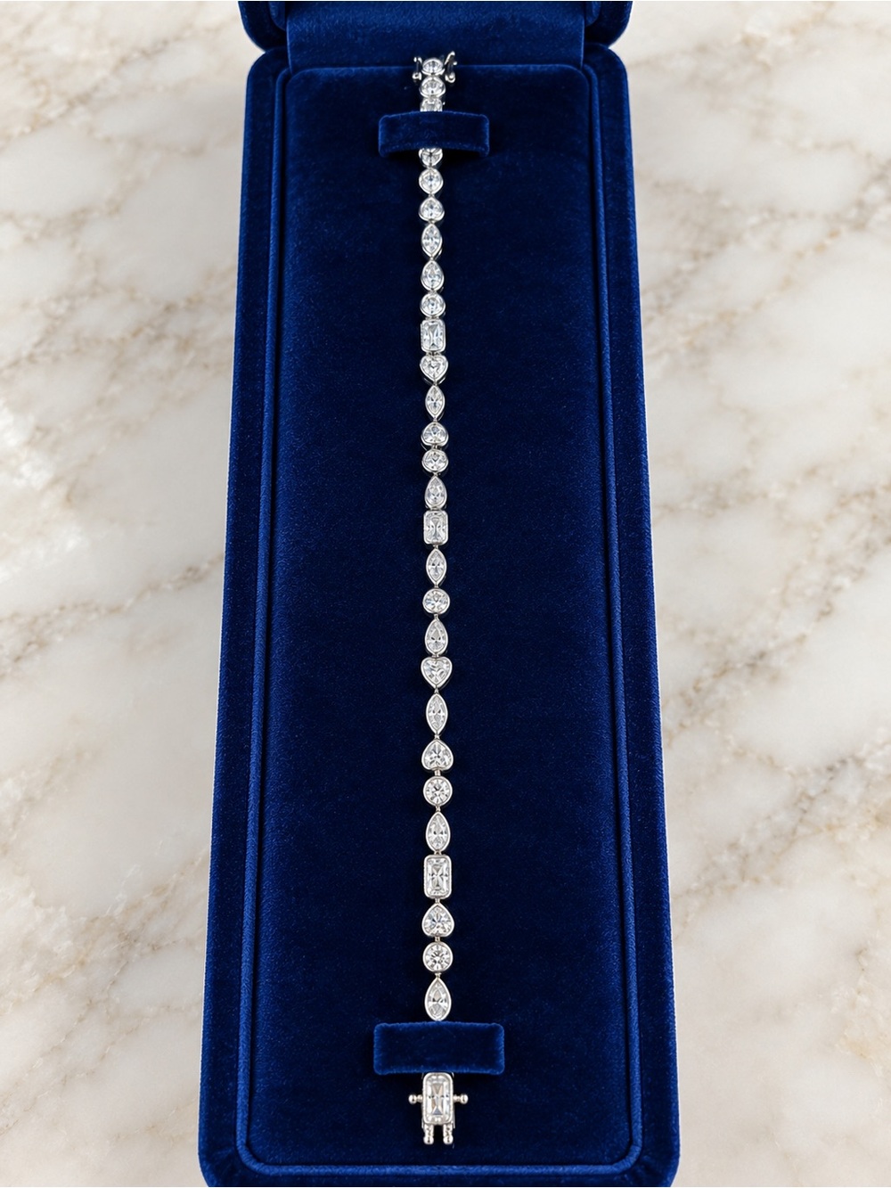 5CTW Moissanite Bezel Set Multi-Cut Diamond Tennis Bracelet - 925 Sterling